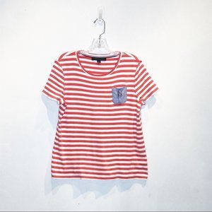 Tommy Hilfiger Salmon Striped Pocket T-Shirt